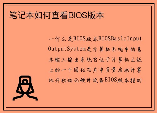 笔记本如何查看BIOS版本